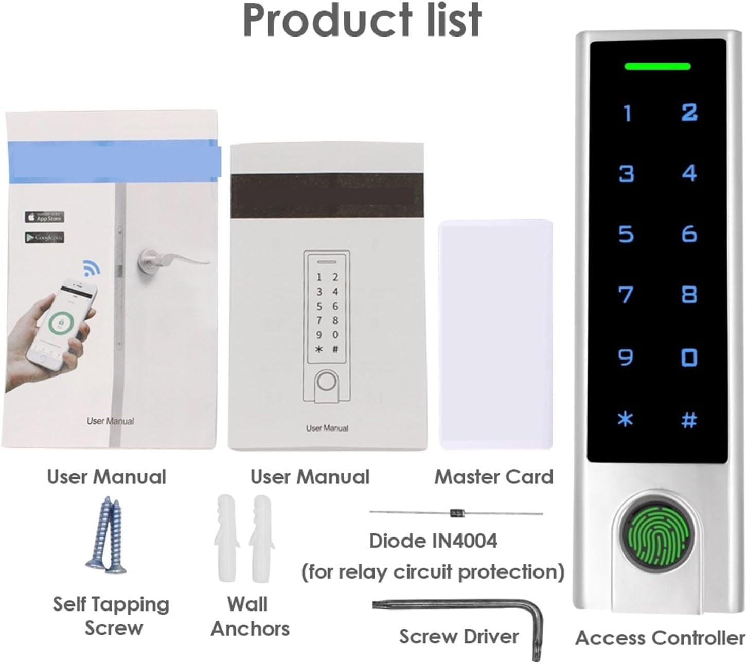 Tuya Tastiera di Controllo Accessi, Tastiera Apriporta Sistema di Controllo di Accesso Tramite Tuya Smart/Codice/Impronta Digitale/RFID Schede, Impermeabile Impronte Digitali Keypad