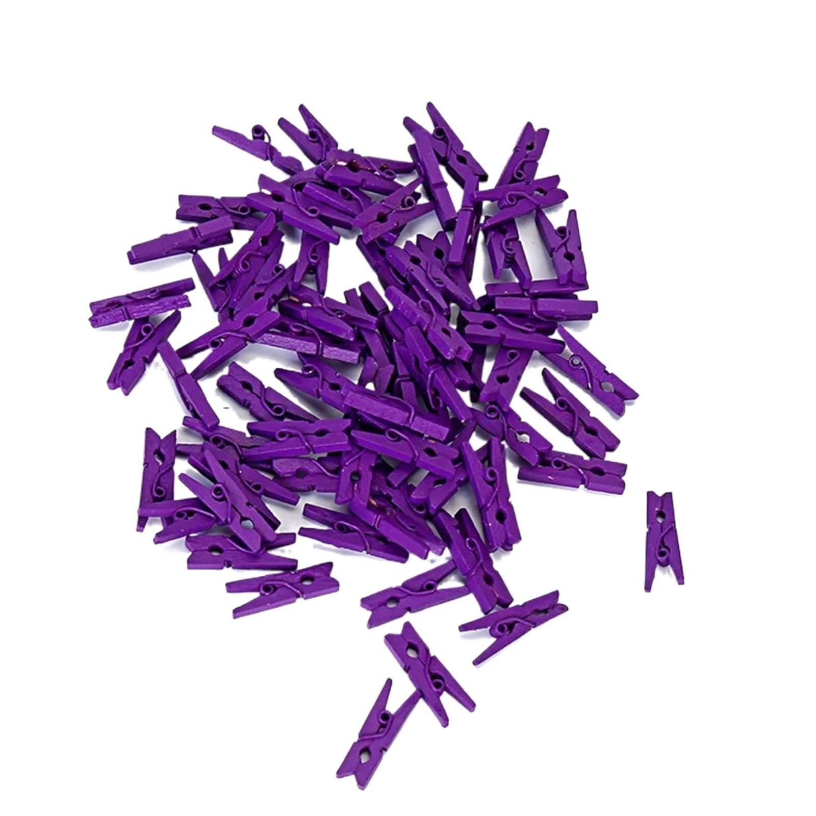 Clothespins Mini 25mm Natural Wooden Clips Photo Clothespin Clothes Folder Wedding Party Clip Pegs(Purple-100PCS)