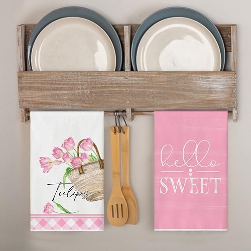 Miniatura 4 de Artoid Mode Tulips Flowers Bloom Hello Sweet Spring - Toallas de cocina de 18 x 26 pulgadas, juego de 2 toallas de mano para decoración de temporada