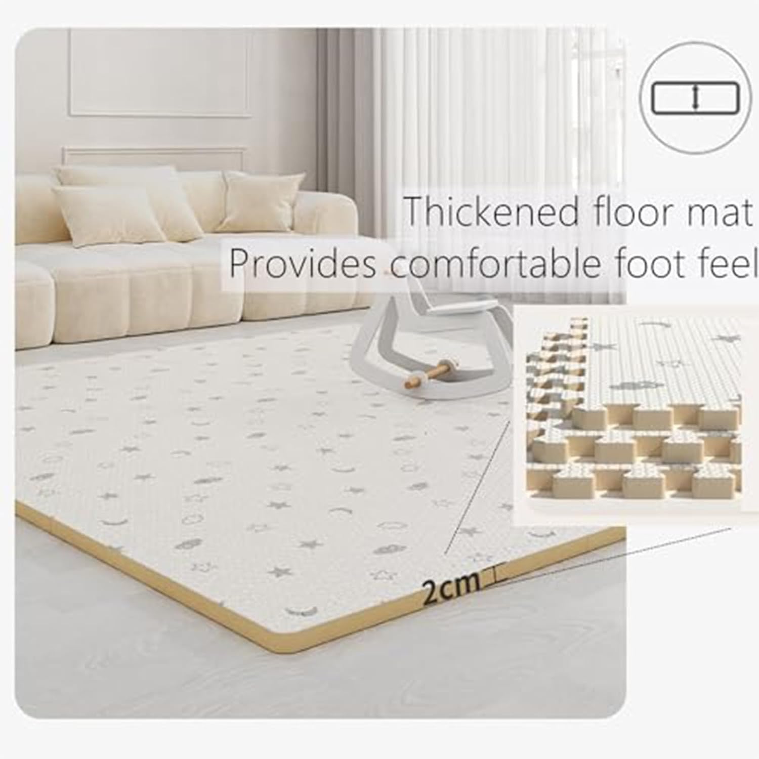 Play Mats Starry Sky Puzzle Floor Mat, Interlocking Foam Mat, Easy to Clean, XPE Foam for Home and Gym(Off-White,12p)