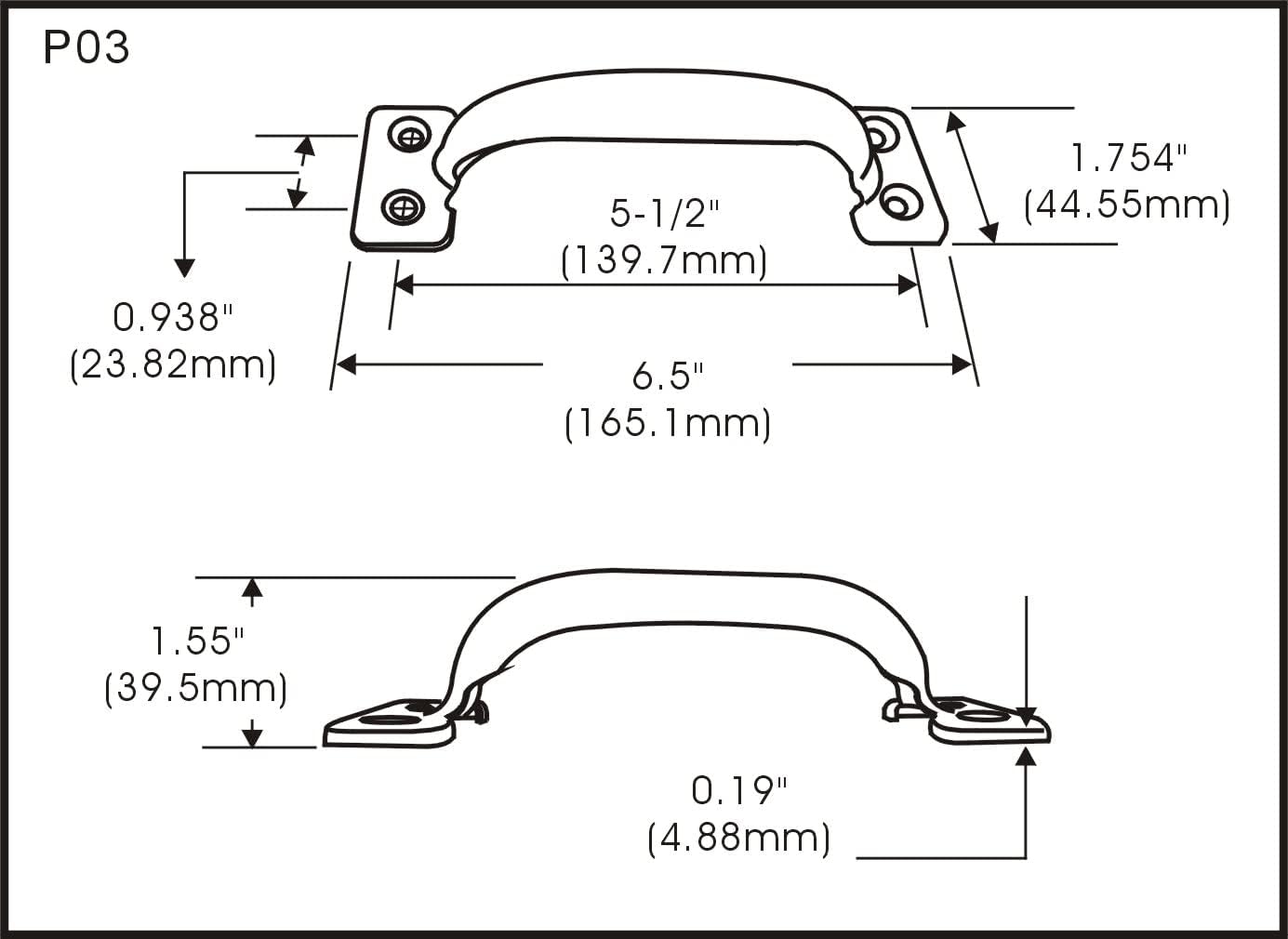 QCAA Door Pull, 6-1/2", Steel, Black Coated, 2 Pack, Made in Taiwan