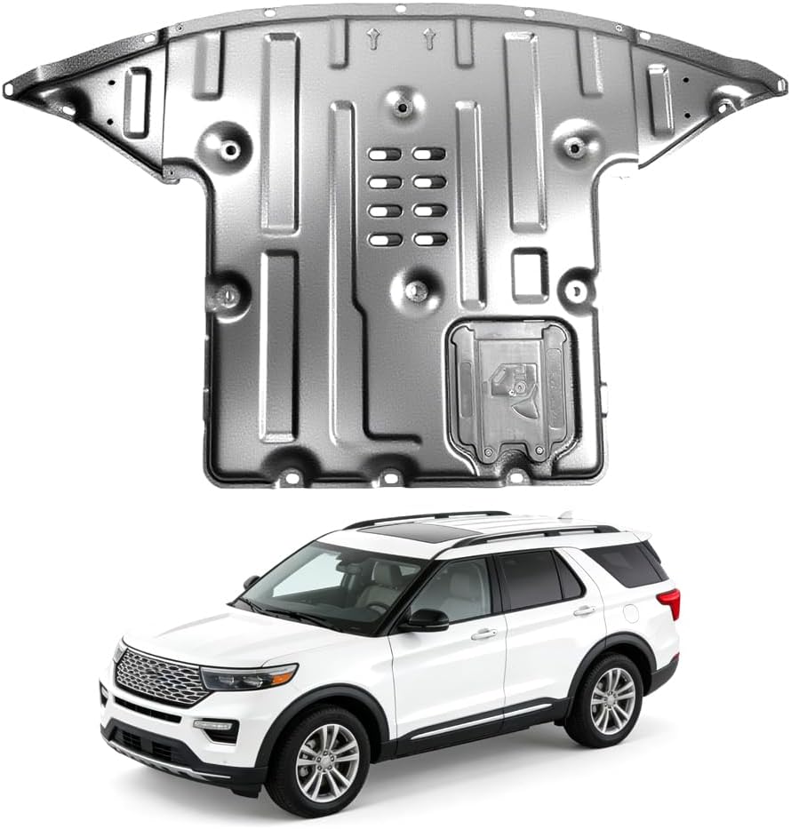 Alloy Steel Front Skid Plate Fit for Ford Explorer 2020 2021 2022 2023 2024 Engine Splash Shield Heavy Duty, Impact Resistant Engine Guard Cover for Explorer Underbody Guard Plate w/Screw Hardware
