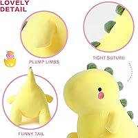 Vista 5 de Ditucu Lindos animales de peluche de dinosaurio, muñecos de peluche suaves de dinosaurio, regalos de cumpleaños para niños y niñas, amarillo, 16