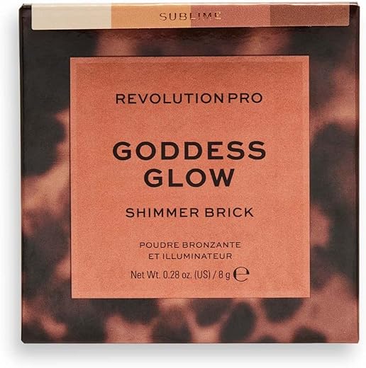 Revolution Pro- Goddess Glow Shimmer Brick Bronzer- Afterglow (Pink-Fair/Light skin tones) | Highly-Pigmented Powder | Easy-to-blend Formula, For a Silky and Luminous Effect |…