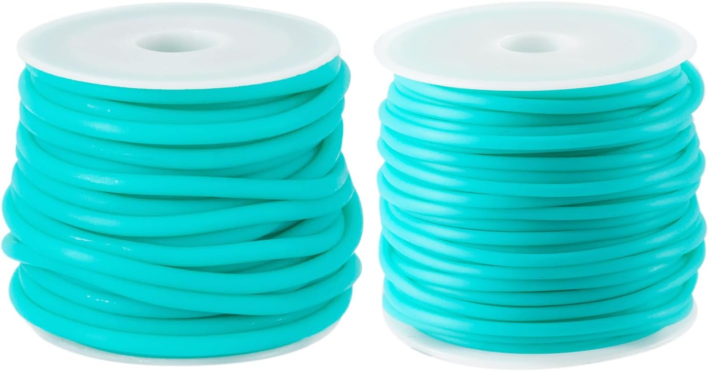 16.4 Yards Hollow Pipe Rubber Cord 2mm 3mm PVC Knitting Stitch Holders Rubber String Turquoise Barber Cords for Knitting Sewing DIY Crafts Jewelry Making Supplies
