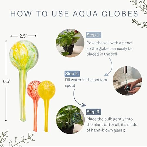 Miniatura 6 de Lexi Home Globos de agua para plantas de interior y exterior, regadera para plantas, macetas de riego automático, globo de agua, vidrio soplado a