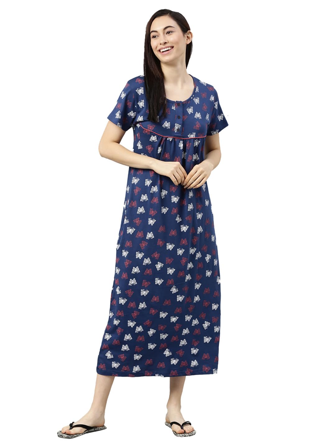 Womens Printed Pure Cotton Maxi Nightdress-image-6