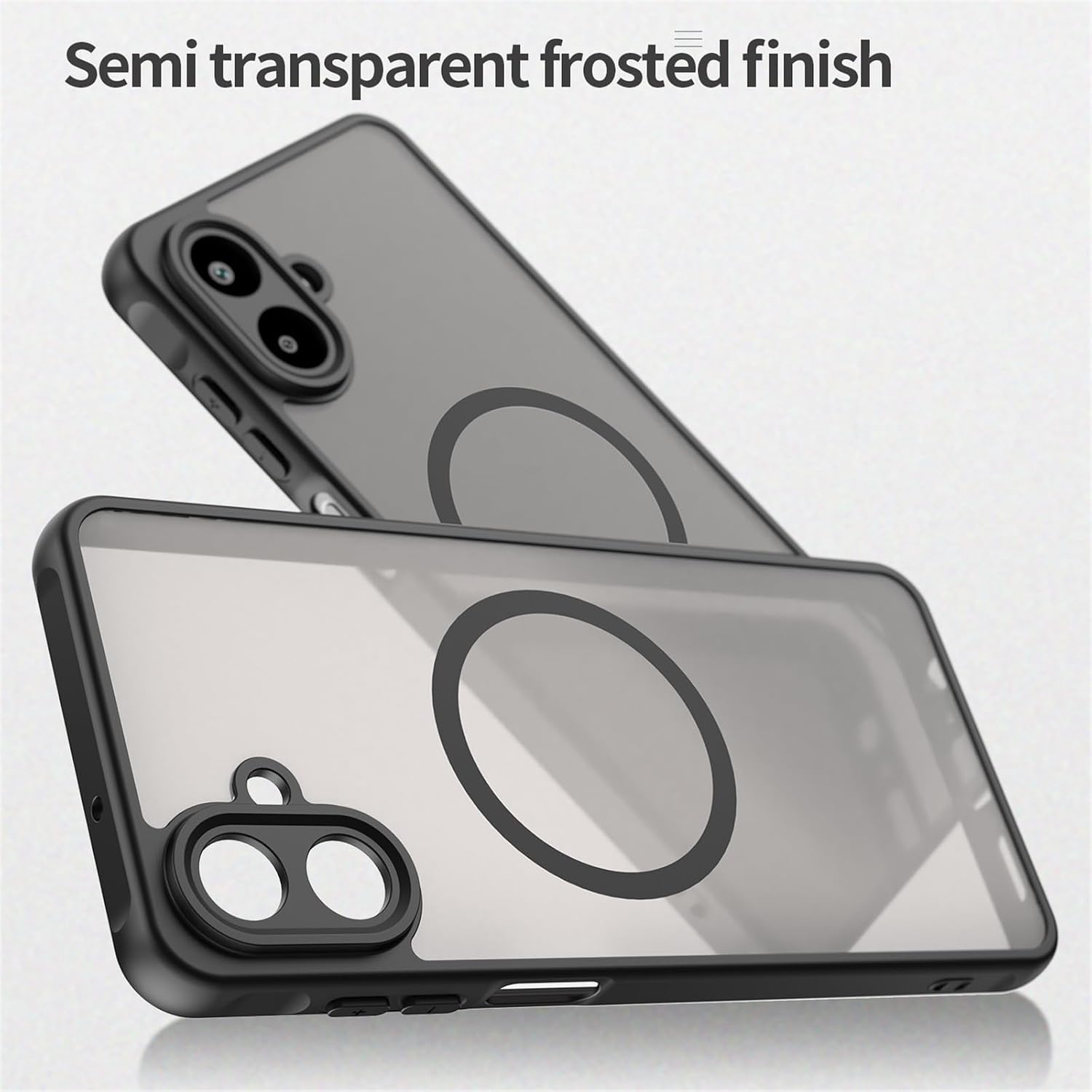USTIYA Magnética Capa para Samsung Galaxy Case Matte Acrílico Uso Resistente Protetora de Câmera Capinha Acessórios para Celular com Cordão Preto FGCX (Samsung A07)