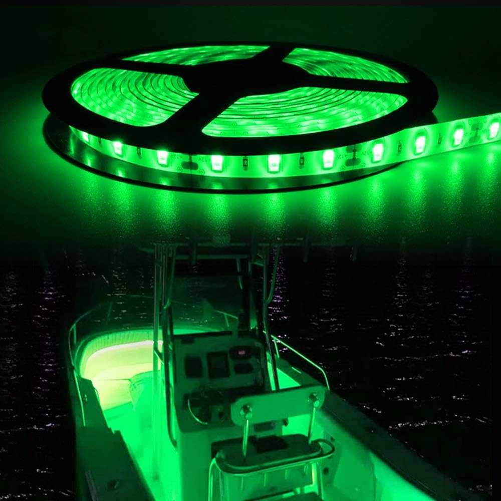 12V 300 LED 16.4ft Pontoon Boat Light, Marine Led Light Strip for Bass Duck Jon Boat Sailboat Kayak,IP65 Waterproof Led Light Lure Bait Finder Night Fishing Boat