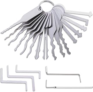 21 Stk Türöffnungswerkzeug Set, Edelstahl Dietrich Schlüsselrohlinge, Türöffner Werkzeug für elektrische Autoschlösser, Aktenschränke für Schlüsseldienst und Notfälle