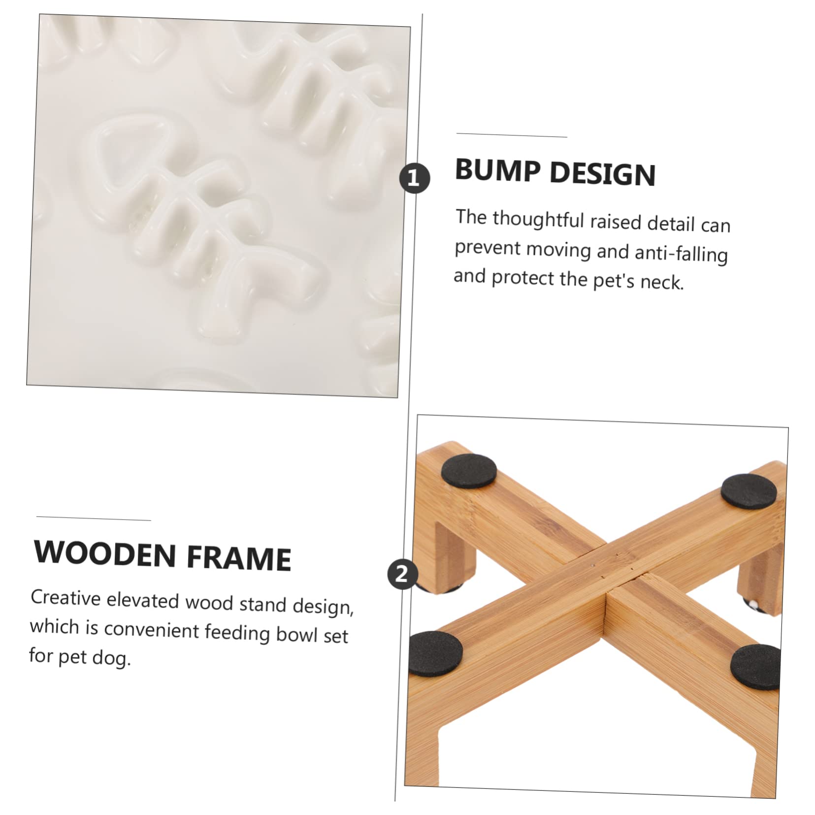 Toddmomy Gamelle Surélevée Anti-glouton Céramique et Bois, Support Stable, Protège Le Cou, 1 Lot pour Petit Chien et Chat