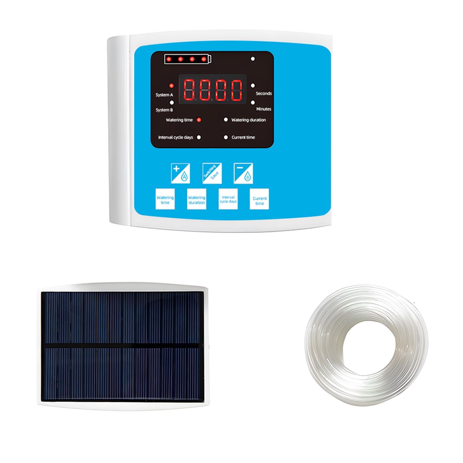 mingzhe Kit di Irrigazione a Goccia Automatica Ad Energia Solare con Funzione di Memoria Ricarica USB per Piante da Serra da Giardino All'aperto per Interni