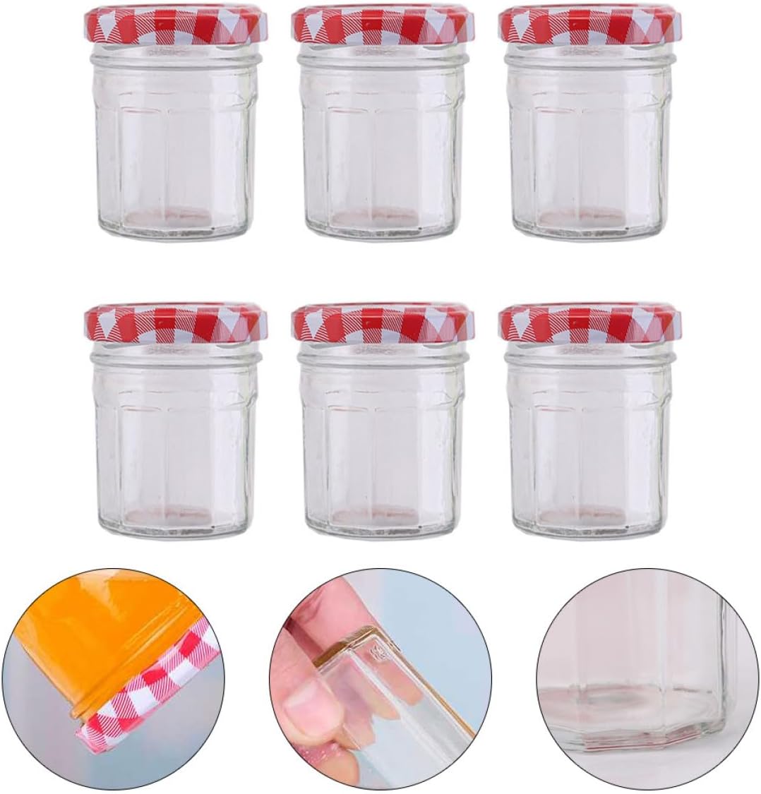 6pcs 200ml Glass Honey Jars with Lids Airtight Food Safe Storage Containers for Kitchen Pantry Jam Sauce Candy Storage