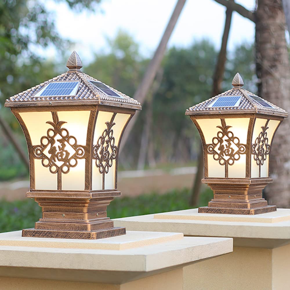 Solarna lampa słupkowa LED Brama zewnętrzna Słupek słupkowy Lampa Trójkolorowa ściemnialna lampa kolumnowa Ścieżka ogrodowa Lampa stygmatowa Światło patio Solar Lawn Lampy stołowe Ogrodzenie Światło g