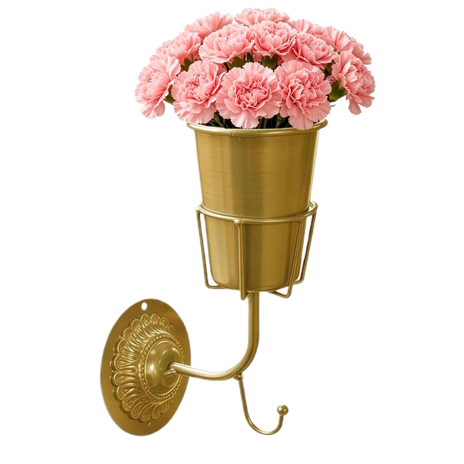 Jarrón de pared de metal moderno para plantas y flores en pasillos y salones de casa