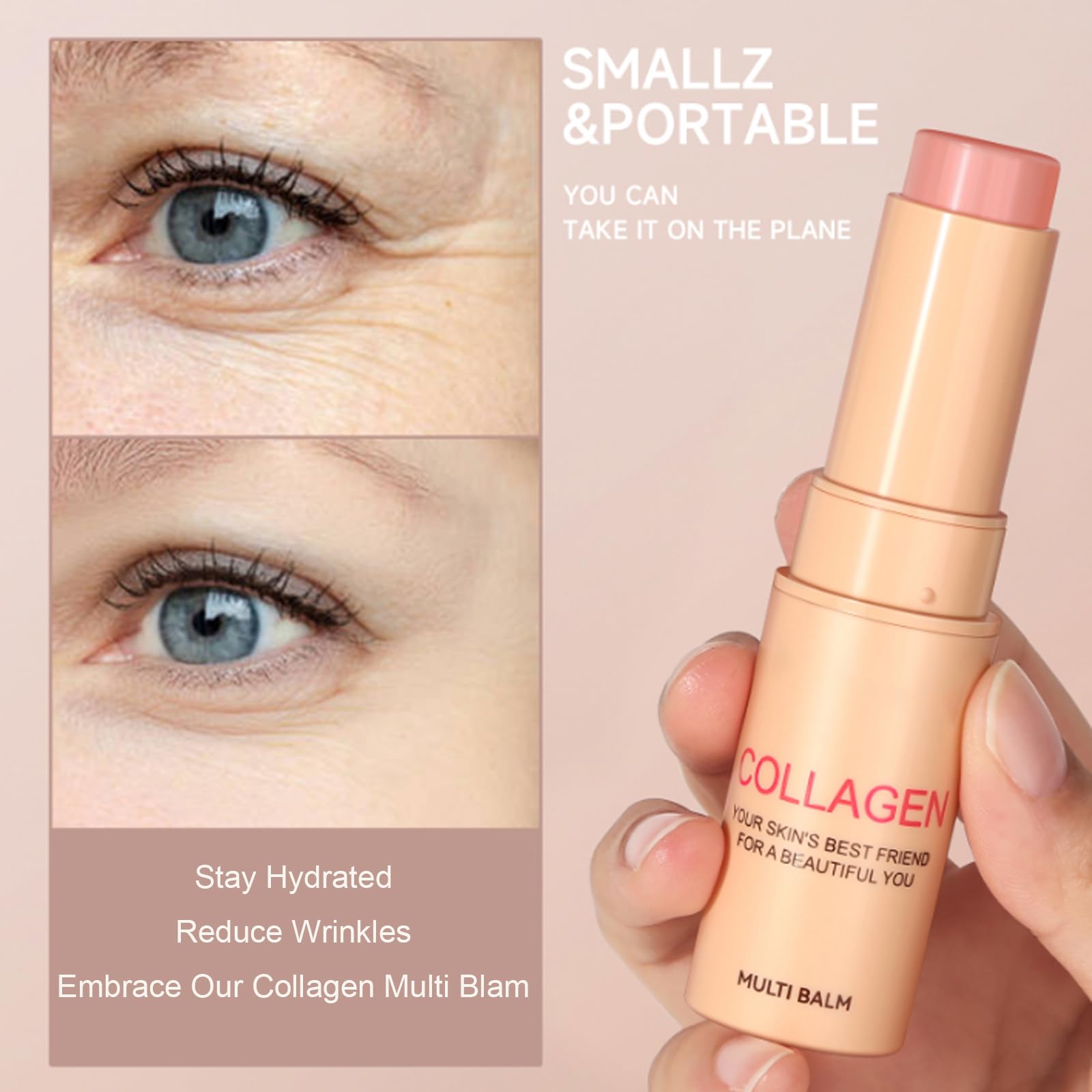 Multi Balm Stick for Face & Lip, Collagen Stick for Anti Wrinkles Hydrating and Moisturizing Collagen Wand Stick for Women and Girls - Image 2