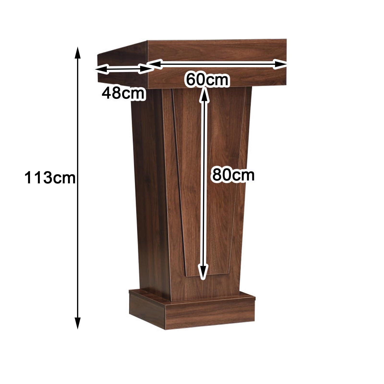 Pupitre de Conférence en Bois, Podium Debout, Pupitre Moderne avec Étagère de Rangement pour Salle de Classe, Conférence, Mariage et Plus 60 X 48 X 113cm