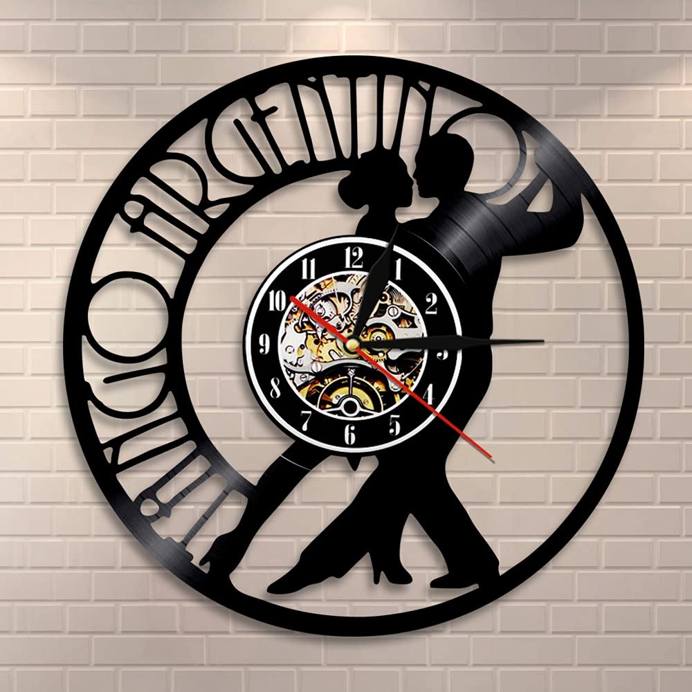 Orologio da parete moderno con disco in vinile da Tango Orologio da parete moderno per ballerini di coppia Tango Argentina Orologio da parete da ballo vintage Regalo per gli amanti della danza Dia 3