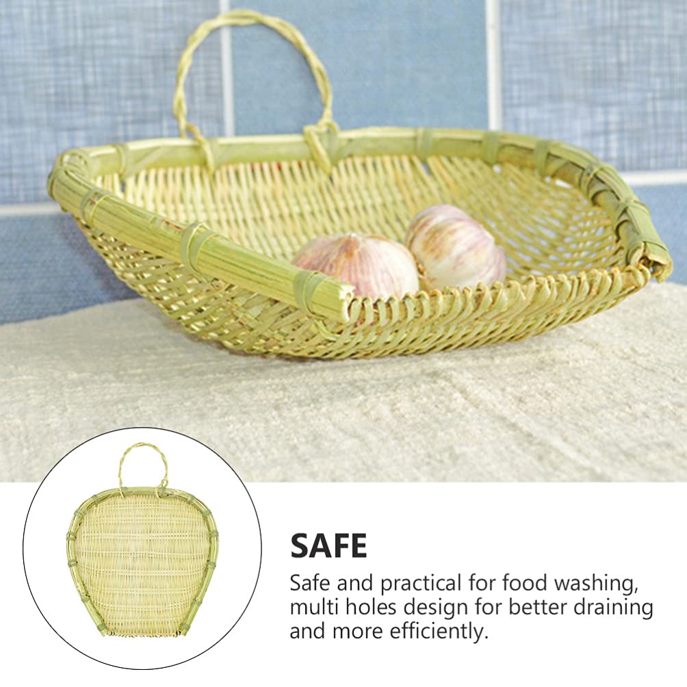 DOITOOL Woven Food Drain Basket Simple Drainer Container Bamboo Basket for Kitchen Use
