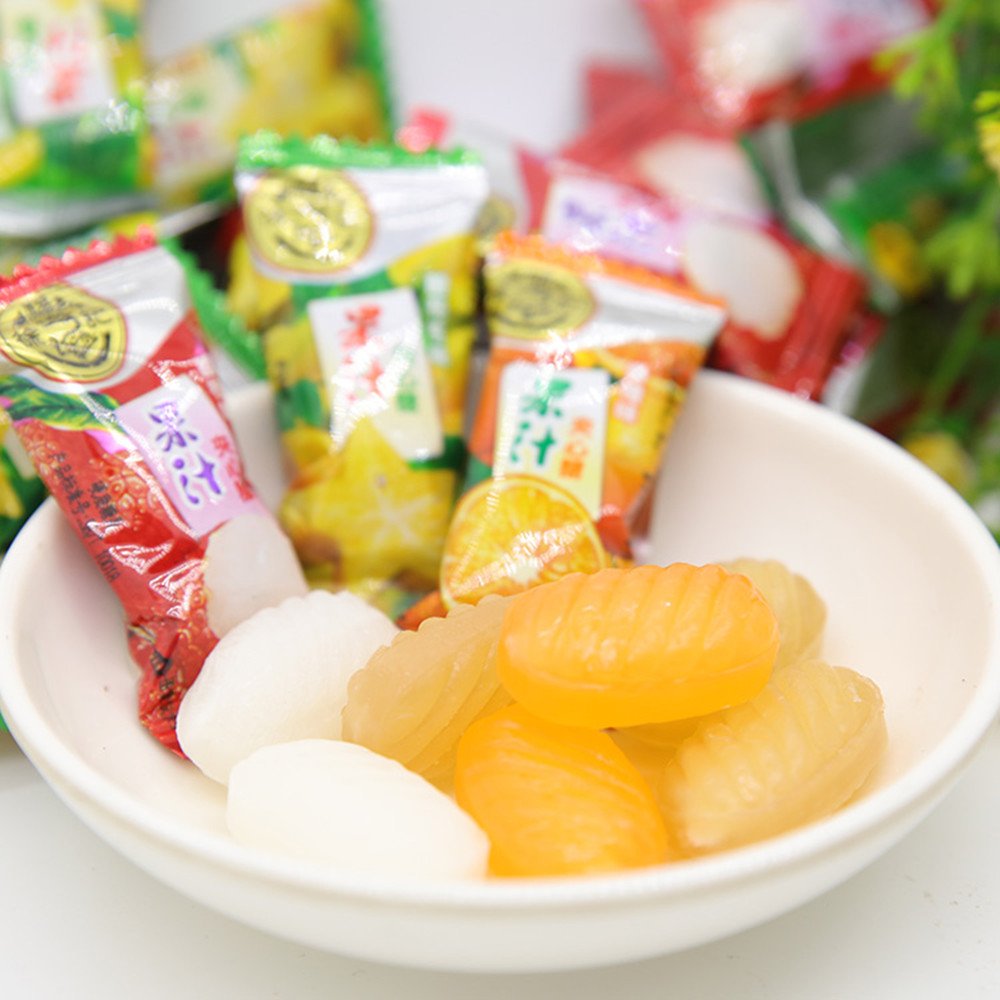 (100g / 3.5 Oz) 5 Flavors Fruit Hard Candy, Tastes of Coconut + Lychee + Orange + Durian + Carambola, Xufuji Sweets, Snack, Food
