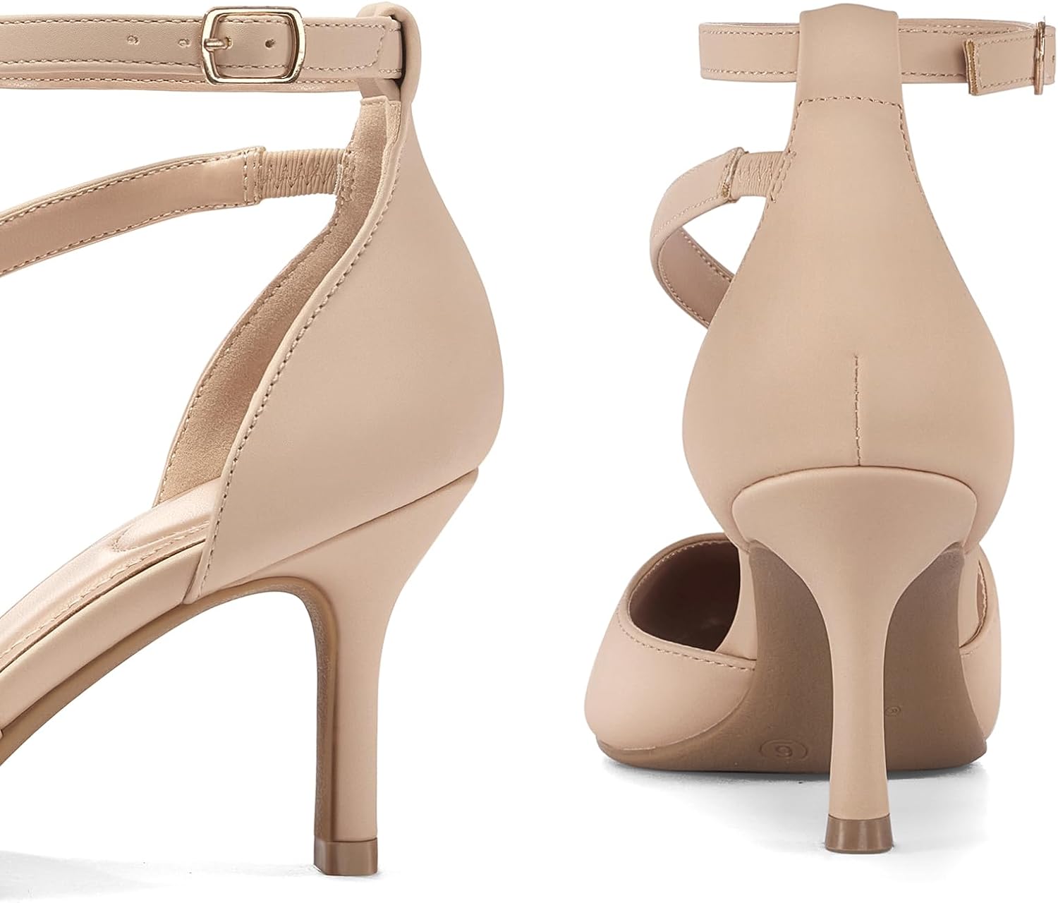 mysoft Women's Pumps Pointed Toe Stiletto Ankle Strap Closed Toe Low Heel Wedding Party Dress Shoes - Image 6