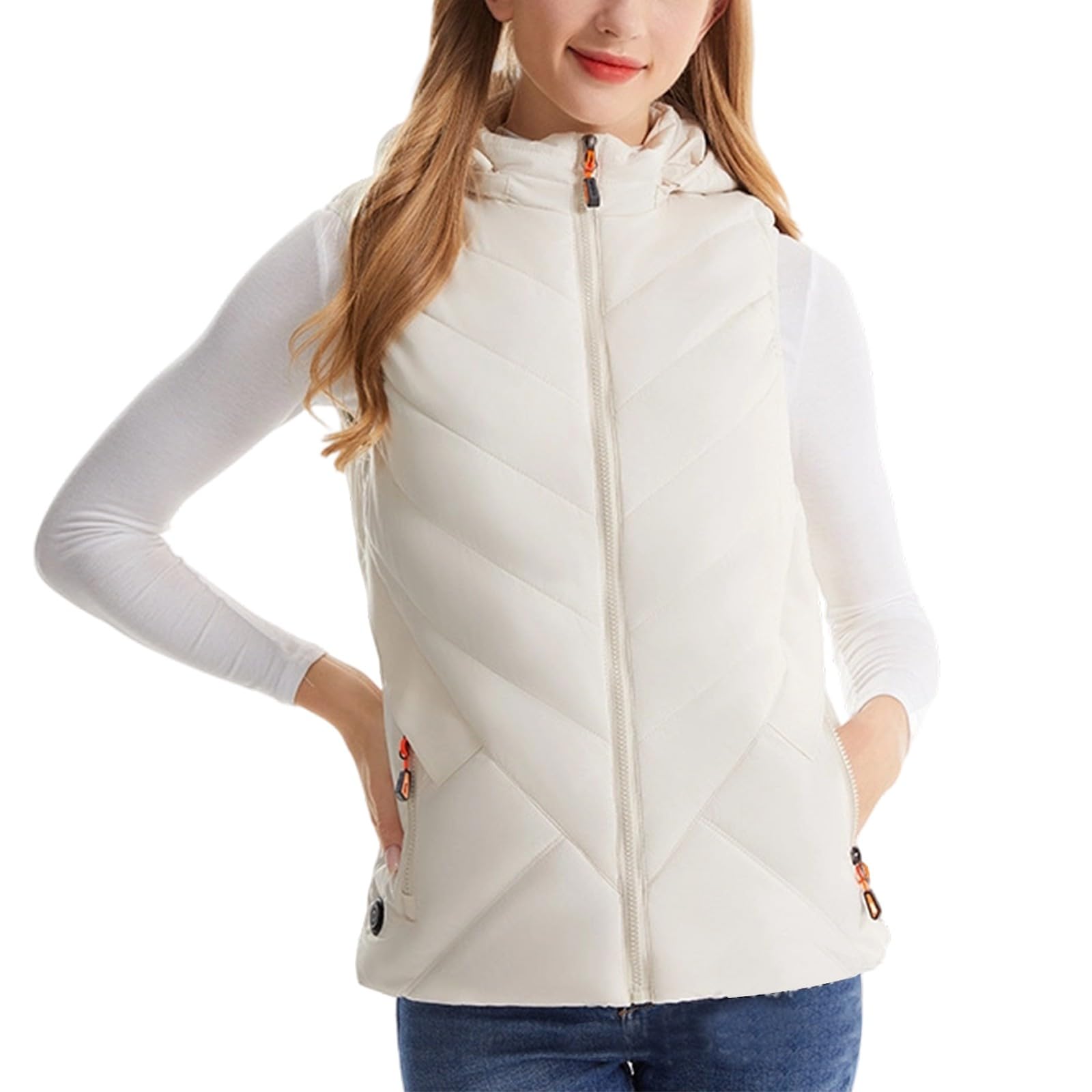Beheizbare Damen Weste, Winterbekleidung, intelligente Heizjacke mit Winddicht und Thermofutter, Oberbekleidung für kaltes Wetter, kuscheliges Fleece, leicht, pflegeleicht