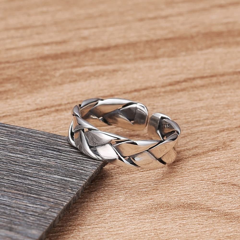 HHRFCS Keltischer Knotenring S925 Silber Mode Persönlichkeit Helles Gesicht Trend Offene Herren- und Damenringe