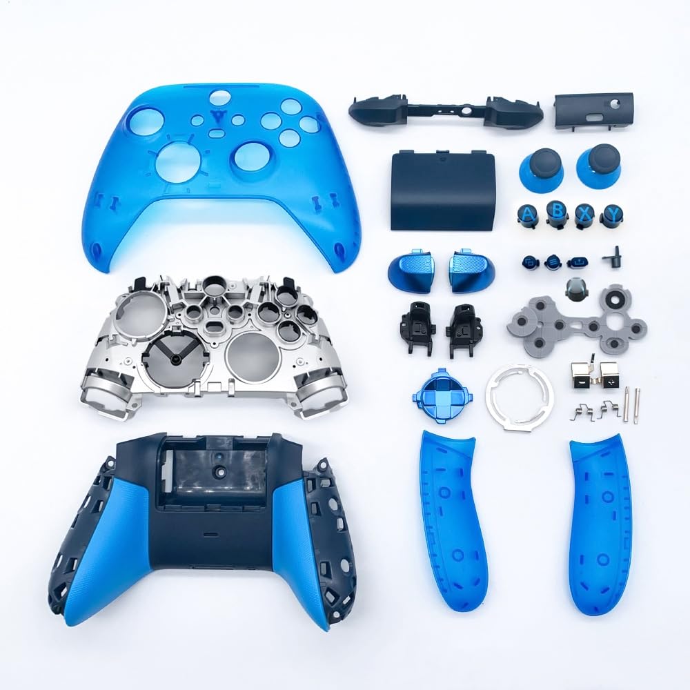 Kit de Coque Complet pour Xbox Series X/S Manette sans Fil - Blue Special Edition, Boîtier de Remplacement Complet Plaques Avant Coque Arrière Boutons LB RB Accessoires