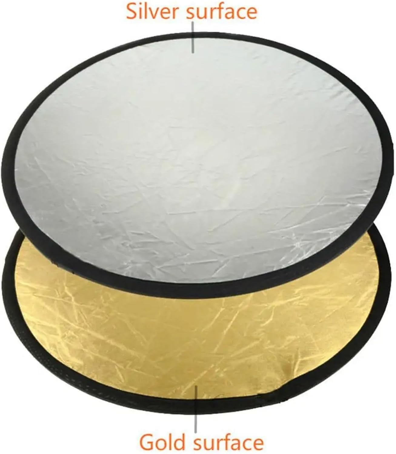 Compatible for Studio Camera Flash Photography - 60cm 2-in-1 Collapsible Silver-Gold Reflector Disc Diffuser