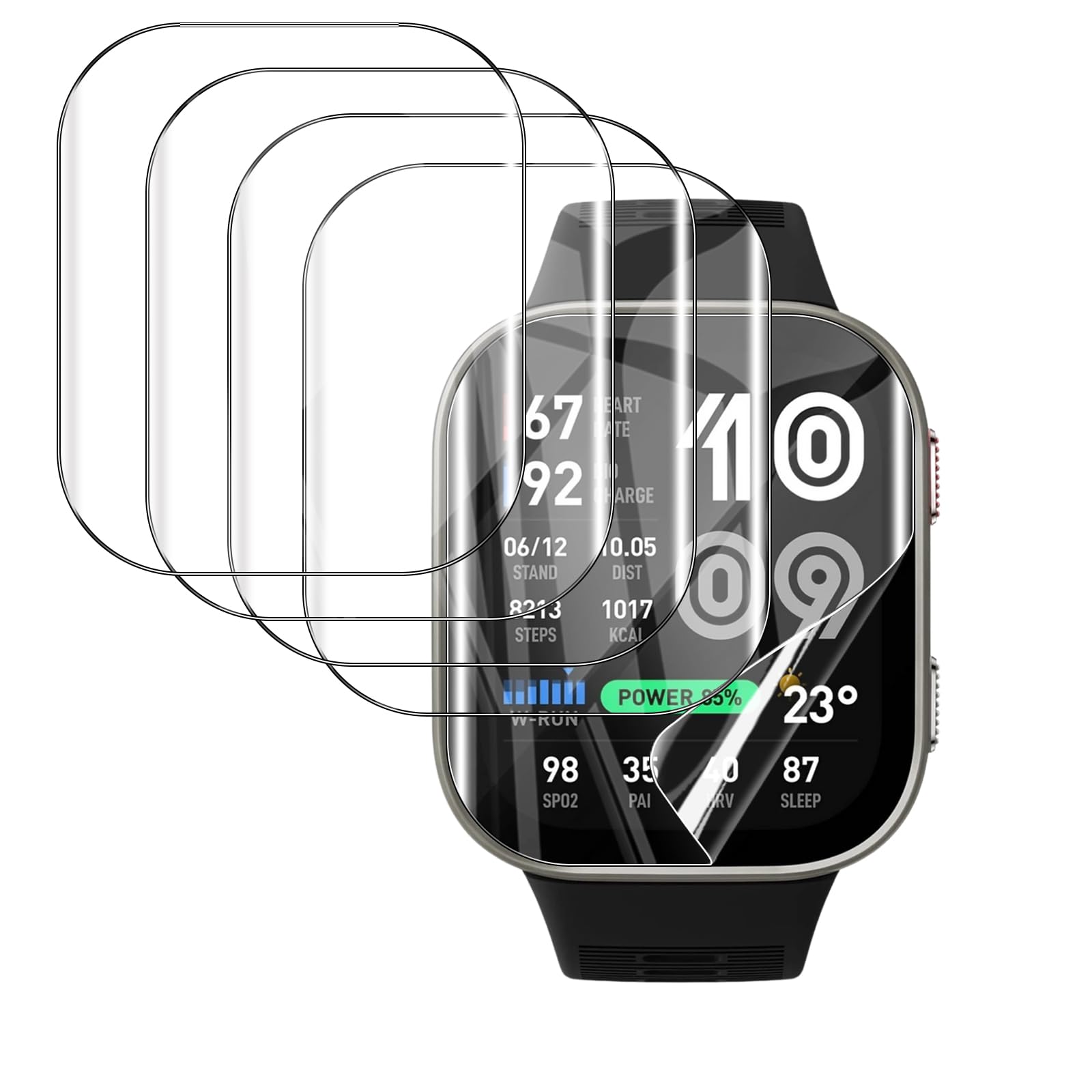 WFTE [5-Pack Protector de Pantalla para Amazfit Bip Max [No es de cristal],Cobertura máxima,Huellas Dactilares Libre,Sin Burbujas,TPU Protector de Pantalla Amazfit Bip Max