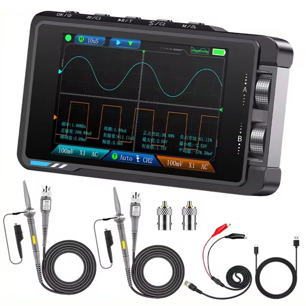 DS215H Oscilloscope à stockage numérique à double canal Bande passante 50 MHz avec générateur de signal 250 MSa/s Taux d'échantillonnage Écran HD de 3,5 pouces (DS215H de haute qualité)