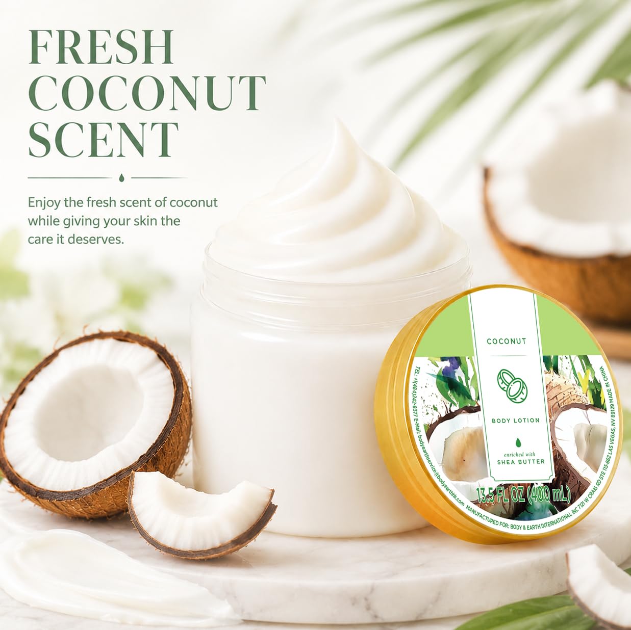 Coconut Body Lotion for Dry Skin, Shea Butter Body Moisturizers 13.5FlOz | Coconut Lotion for Women, Shea Butter Body Lotion, Leaving Skin Soft and Smooth