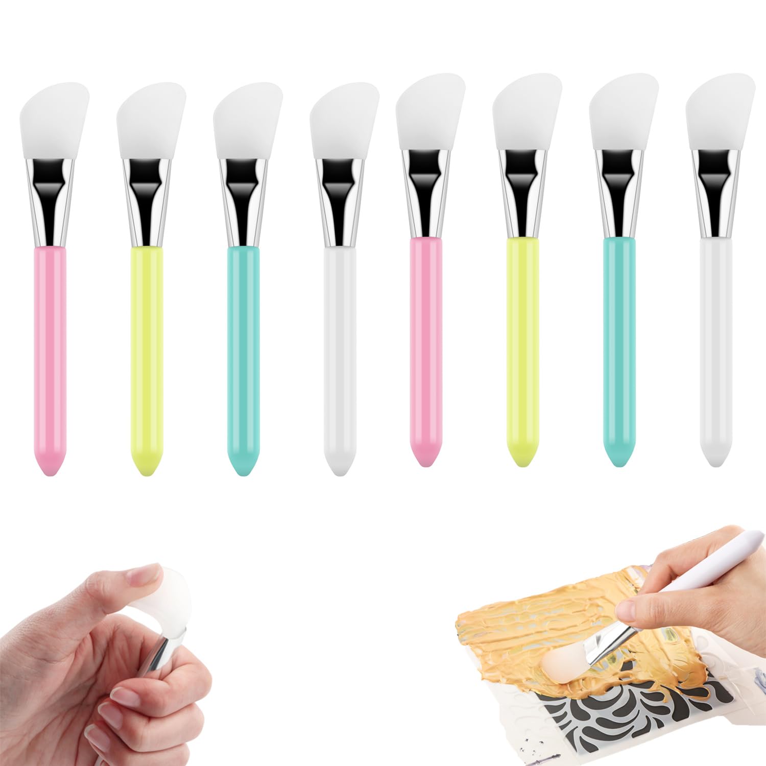 OTCRAFT Set di 12 pennelli in silicone, spatola, pennelli per
