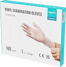 EUROPAPA® - 100 Disposable Vinyl Gloves, Latex Free, Powder-Free, Small, Medium, Large, X-Large (Clear, Large)
