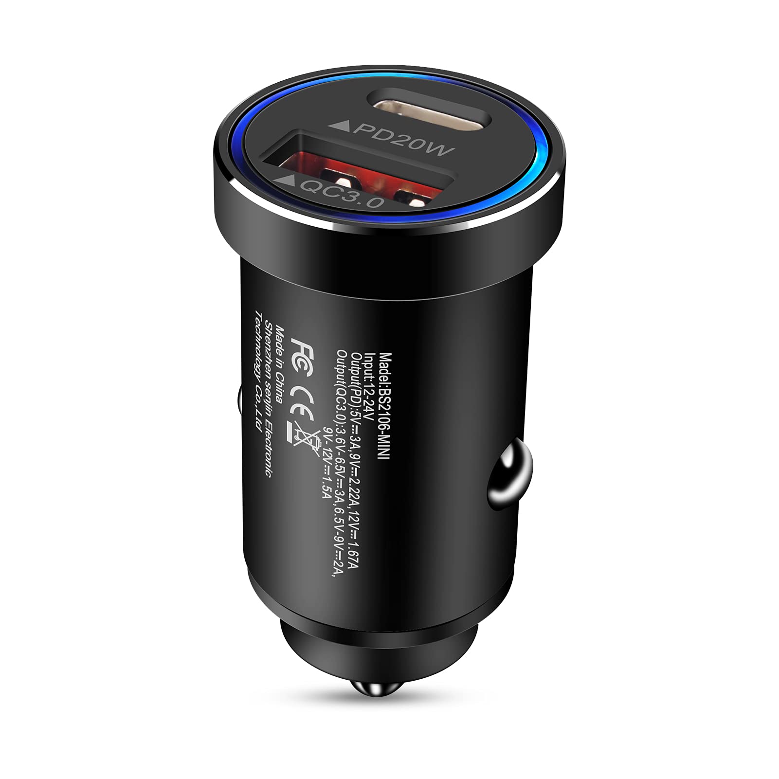 Hootek シガーソケット USB-C 急速充電器 Type-C 2ポート 38W/PD&QC3.0対応/USB-C&USB-A/超小型/12V-24V カーチャージャー タイプC 車 充電器 シガーソケット タイプC しがーソケット USB Cタイプ iPhone 17/16、iPad Pro/Mini/Air、Galaxy S26、Pixel 7 その他Android対応(ブラック)