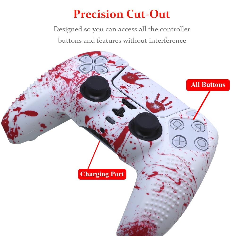 IVYUEEN Anti-Slip Printing Protective Skin for PlayStation 5 PS5 Controller Graffiti Blood Silicone Case for DualSense Wireless Controller with Touch Pad Sticker Accessories