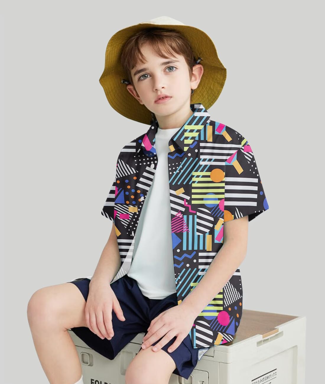 Enlifety 2-10T Kids Hawaiian Shirt Boys Girls Short Sleeve Button Down Shirts Hawaii Summer Casual Blouse - Image 2