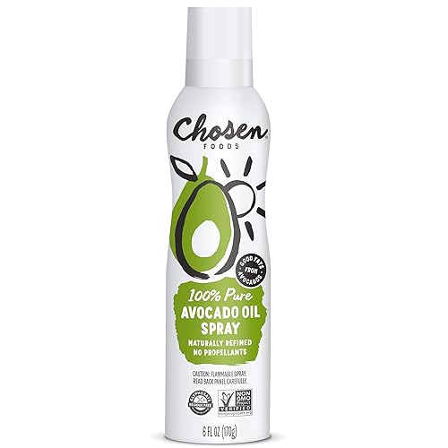 Chosen Foods Aceite de aguacate 100 puro en aerosol de 6 onzas sin OMG punto de humo de 500 F sin propelente presión de aire solo para cocinar
