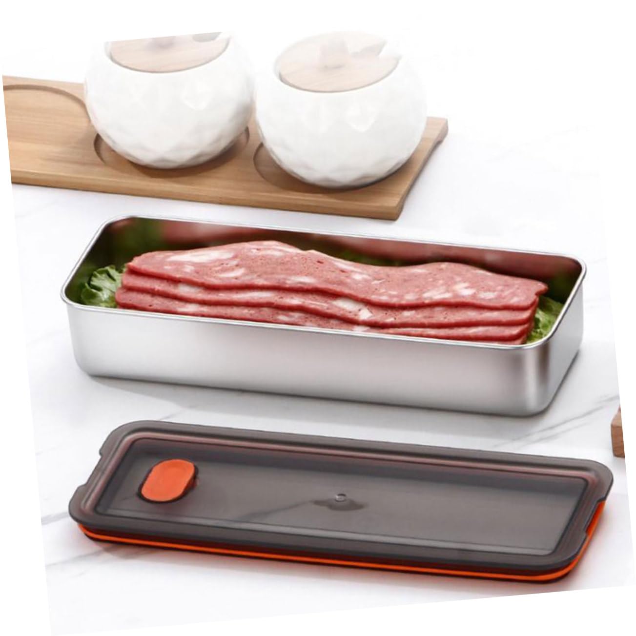 MAGICLULU 5 Piezas Caja De Tocino De Res Recipientes Sellados Para Alimentos Herméticos Refrigeradores De Cocina Encargado Del Tocino Contenedor De Almacenamiento De Tocino Polipropileno