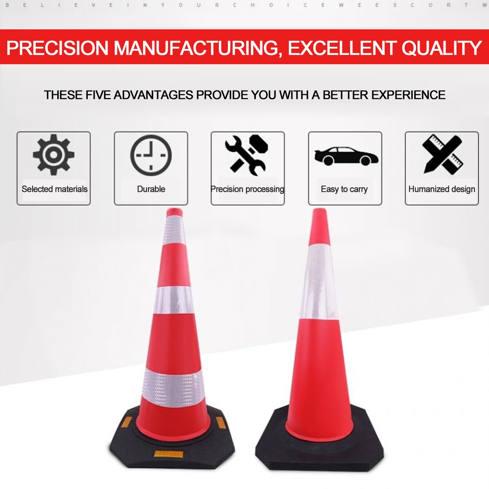 2 Postes Delimitadores de Tráfico de Goma con Base Negra Pesada, Conos Viales Flexibles Resistentes a Impactos con Collares Reflectantes Alta Visibilidad para Seguridad Vial(70cm/28in)