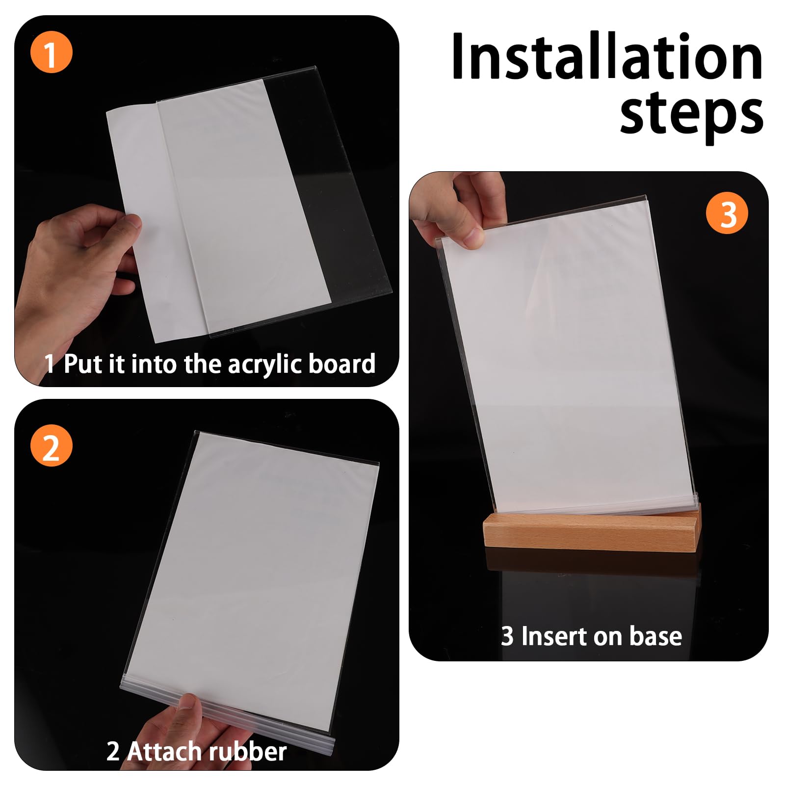 Lot de 5 Présentoirs Table A5 Élégants, Porte Affiche A5 Bois et Acrylique Haute Transparence, Support de Signalétique Double Face pour Commerce et Événements