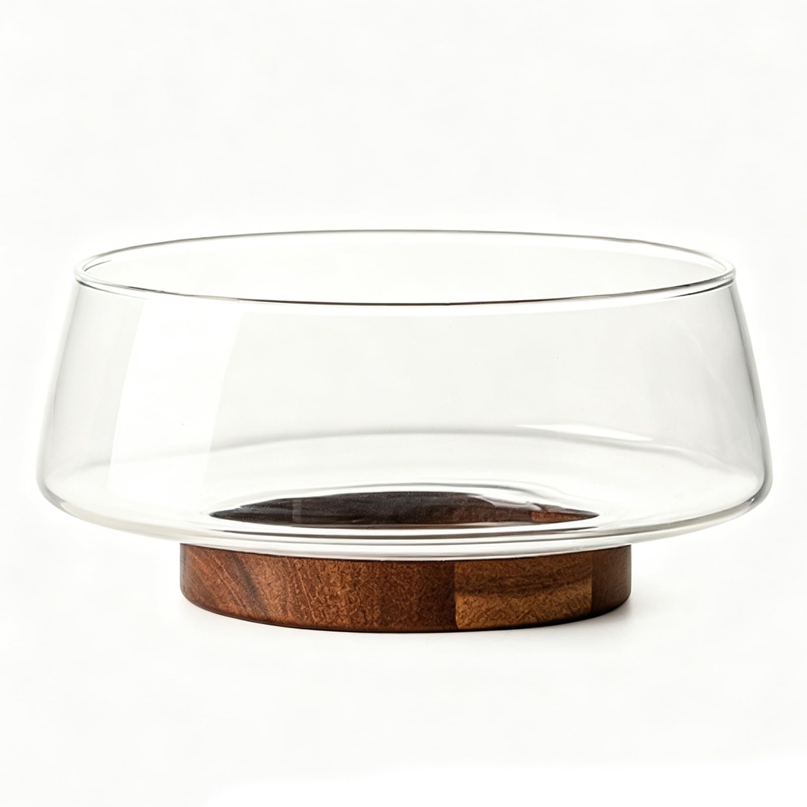 Juego de cuencos de ensalada de vidrio con cucharas mezcladoras y tenedor, base de madera para una mayor estabilidad, diseño de gran capacidad para cocina y fiestas, patrón de rayas, sin tapa