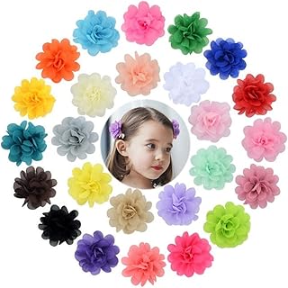 Snadulor 20Pcs Chiffon Flower Hair Clips 2inch Chiffon Flower Hair Bows Fully Lined Flower Tiny Hair Clips Fine Hair for Girls Infants Toddlers Kids Girls,multiple colour