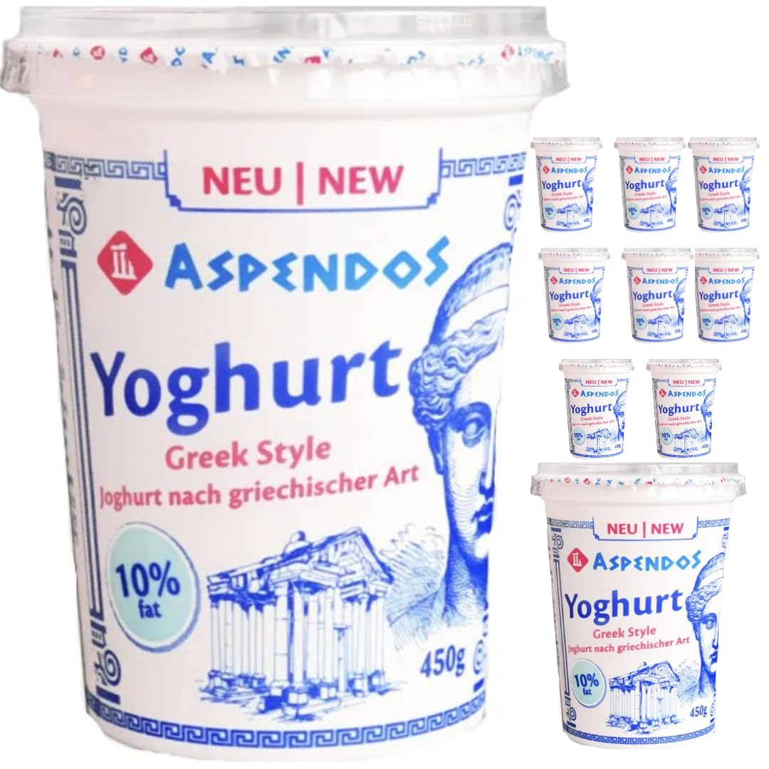 Aspendos Joghurt nach griechischer Art, Köstliches Milchprodukt 450 Gramm X 10 Stück Joghurt