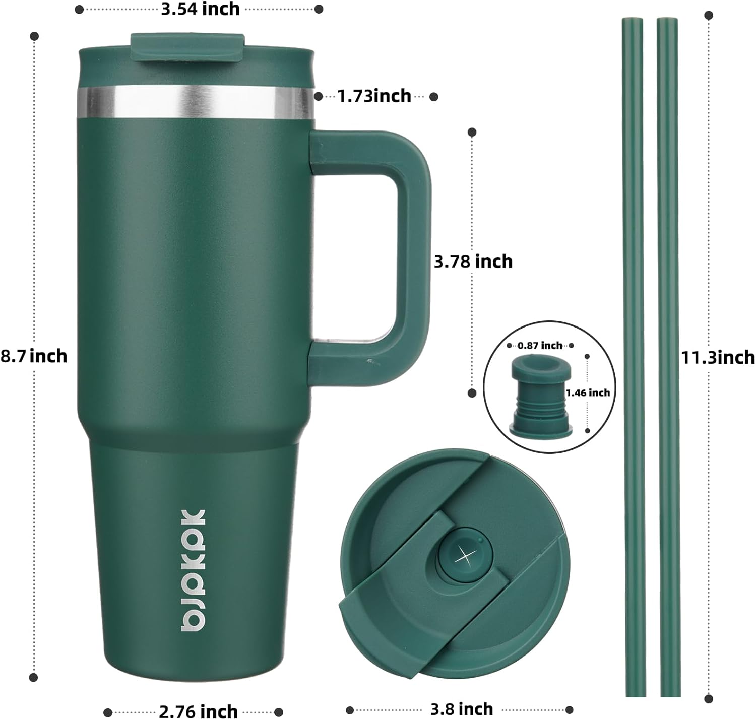 BJPKPK Insulated Tumblers With Handle And Straw 30 oz Stainless Steel Tumbler Cups With Lid,Army Green - Image 3