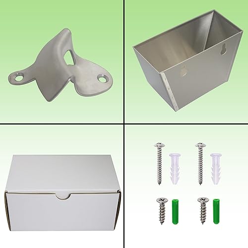 Miniatura 4 de Luwanburg Abridor de botellas de cerveza de acero inoxidable para exteriores montado en la pared con agujeros de drenaje para atrapar tapas (plata