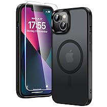 TAURI Cover per iPhone 13Phone 14 con Pellicola in Vetro Temperato,(Compatibile con MagSafe) Magnetica Custodia per Sottile Anticaduta – Nero Opaco