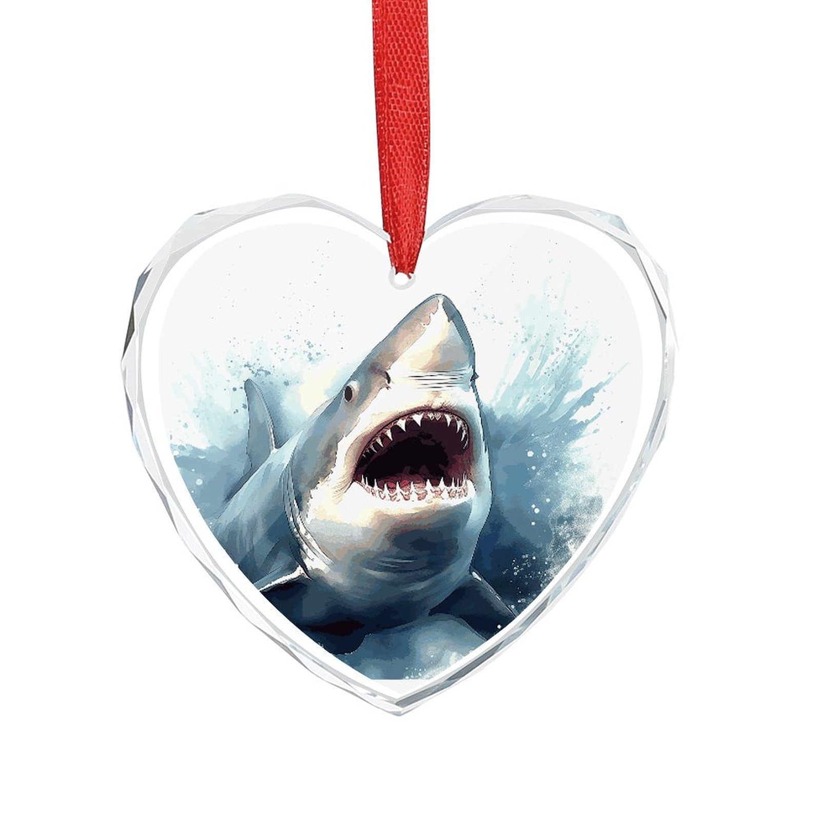 Wsoihfec Style Shark In The Sea Engagement Gifts For Couples, Glass Ornaments Just Married Bridal Shower Decor, Heart Keepsake Decor For Bride & Groom