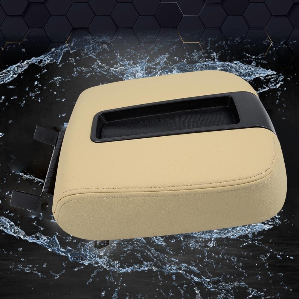 PIT66 Armrest Cover Assembly Replacement Beige Compatible with 2007-2013 Chevy Silverado 1500 GMC Sierra 1500/2007-2014 Chevy Silverado 1500 2500 HD 3500 HD Front Center Console Lid Beige