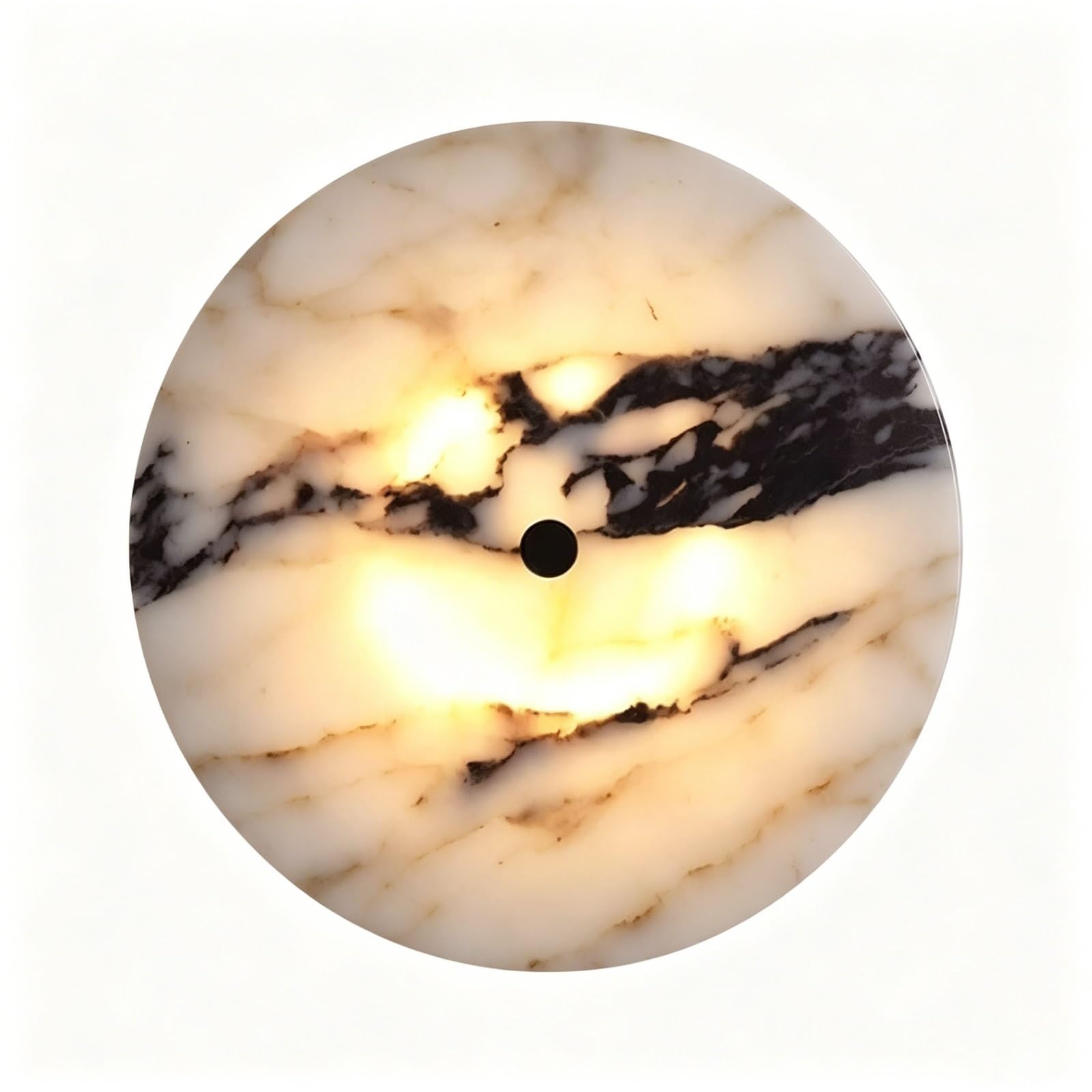 LUOYAOB Modern Stone Wall Sconce Circular Marble Wall Light Minimalist Translucent Natural Stone Fixture for Bedroom Living Room Background Wall Accent Interior Lighting